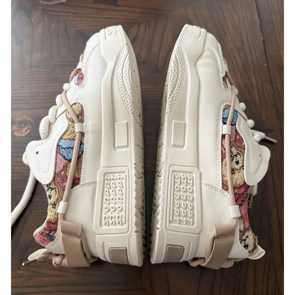 GAISIMA Beige Brown Storppt Low Top Sneakers Size 43 Men’s 9.5 Bear Print New